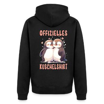 Offizielles Kuschelshirt Pinguine Liebe Herz Süß - Unisex Premium Bio Zip Hoodie - Schwarz - Hinten - Nico (187cm)