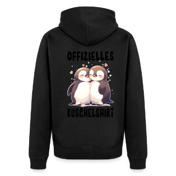 Offizielles Kuschelshirt Pinguine Liebe Herz Süß - Unisex Premium Bio Zip Hoodie - Schwarz - Hinten - Nico (187cm)