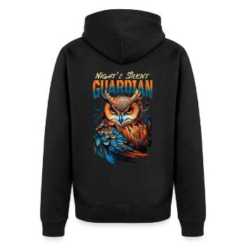 Owl Bird Guardian Night Nature Mystical Colorful Art - Unisex Premium Organic Zip Hoodie - black - Back - Nico (187cm)