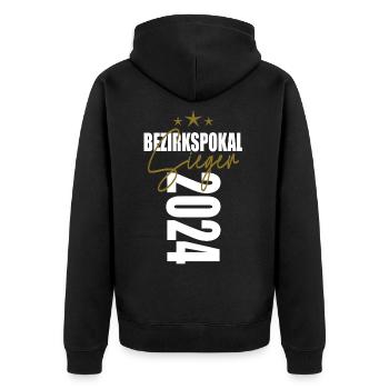 Bezirkspokal Sieger 2024 - Unisex Premium Bio Zip Hoodie - Schwarz - Hinten - Nico (187cm)