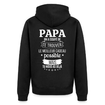 Vatertag T-Shirt - Bestes Geschenk - Unisex Premium Bio Zip Hoodie - Schwarz - Hinten - Nico (187cm)