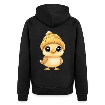 Chicken Cute Baby Kids Animal Chick Cartoon - Unisex Premium Organic Zip Hoodie - black - Back - Nico (187cm)