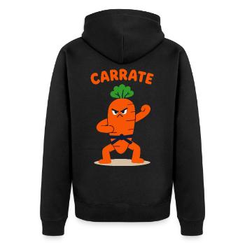 Karat - Unisex Premium Bio Zip Hoodie - Schwarz - Hinten - Nico (187cm)