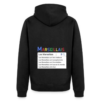 Marseillais Moteur De Recherche Humour Marseille - Veste à capuche bio Premium Unisexe - noir - Dos - Nico (187cm)
