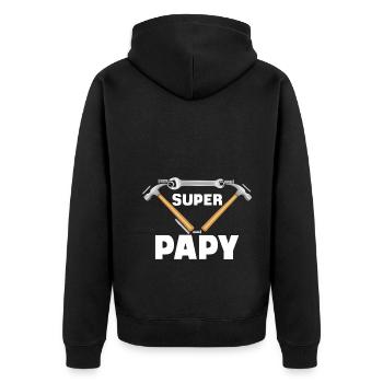 Super Papy Bricoleur - Veste à capuche bio Premium Unisexe - noir - Dos - Nico (187cm)