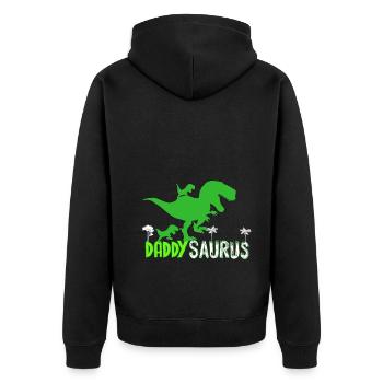 Dinosaurier Geschenk Daddysaurus 2 Zwei Kinder. - Unisex Premium Bio Zip Hoodie - Schwarz - Hinten - Nico (187cm)