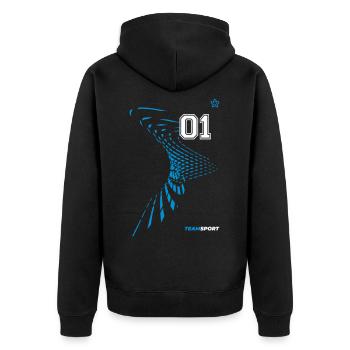 01 JERSEY Jersey Numéro Sport Équipe Jeu Un Motif - Veste à capuche bio Premium Unisexe - noir - Dos - Nico (187cm)
