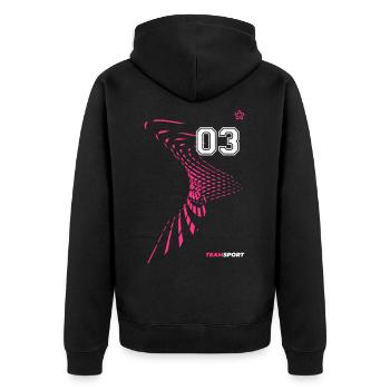 03 JERSEY Jersey Number Three Sport Team Game Motif - Unisex Premium Organic Zip Hoodie - black - Back - Nico (187cm)