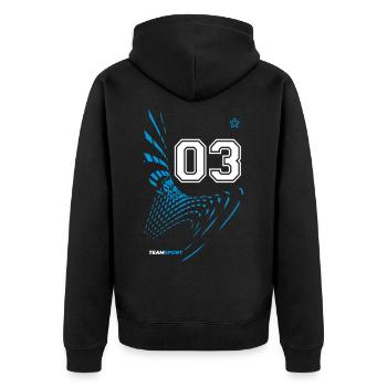 03 JERSEY Jersey Number Three Sport Team Game Motif - Unisex Premium Organic Zip Hoodie - black - Back - Nico (187cm)