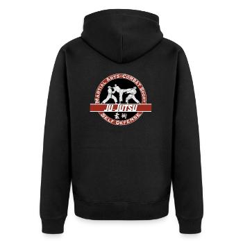 Ju-Jutsu Ju Jutsu Jiu Jitsu Kampfsport Kampfkunst - Unisex Premium Bio Zip Hoodie - Schwarz - Hinten - Nico (187cm)
