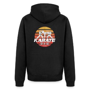 Karate - Unisex Premium Bio Zip Hoodie - Schwarz - Hinten - Nico (187cm)
