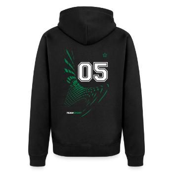 05 JERSEY Number Five Numbers Number 5 Motif - Unisex Premium Organic Zip Hoodie - black - Back - Nico (187cm)