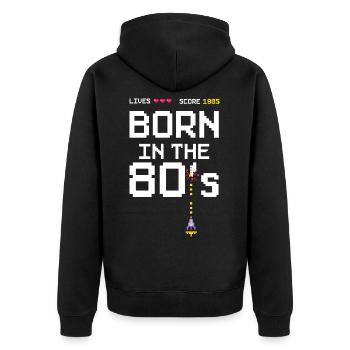 1985 Born in the 80's Gamer Arcade Birthday - Unisex Premium Organic Zip Hoodie - black - Back - Nico (187cm)