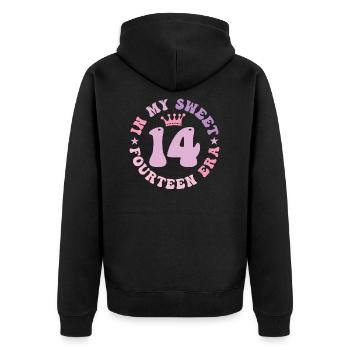 In My Sweet Fourteen Era 14th Birthday 14th - Unisex Premium Organic Zip Hoodie - black - Back - Nico (187cm)