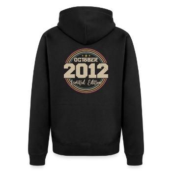 Born in October 2012 Retro Birthday October 2012 - Unisex Premium Organic Zip Hoodie - black - Back - Nico (187cm)