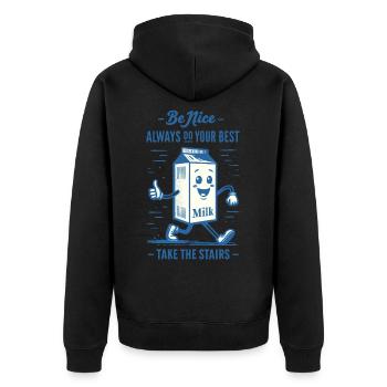 Milch Man - Unisex Premium Bio Zip Hoodie - Schwarz - Hinten - Nico (187cm)