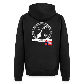 Norway maritime design - Norge - Unisex Premium Organic Zip Hoodie - black - Back - Nico (187cm)