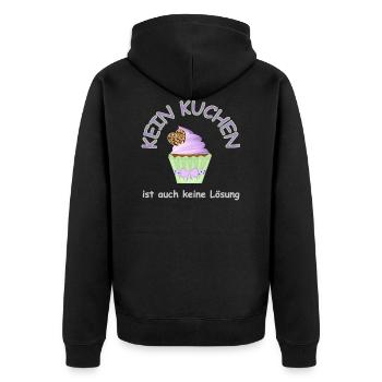 kein kuchen ist auch keine lösung - Unisex Premium Organic Zip Hoodie - black - Back - Nico (187cm)
