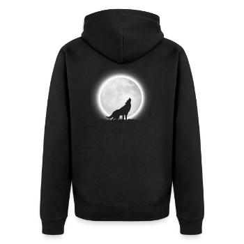 Wolf Moon - Unisex Premium Organic Zip Hoodie - black - Back - Nico (187cm)