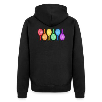 padel padeltennis paddle padel player rainbow - Unisex Premium Organic Zip Hoodie - black - Back - Nico (187cm)
