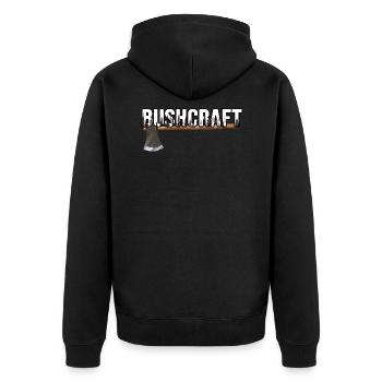 bushcraft outdoor survival - Unisex Premium Bio Zip Hoodie - Schwarz - Hinten - Nico (187cm)