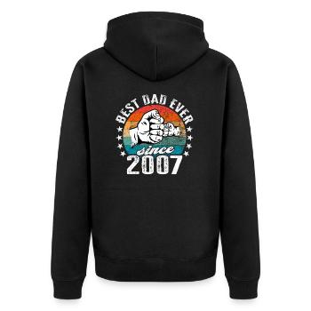 Bester Papa der Welt seit 2007 Vatertag - Unisex Premium Bio Zip Hoodie - Schwarz - Hinten - Nico (187cm)