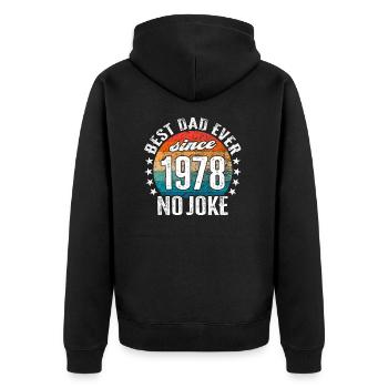 Bester Papa der Welt seit 1978 No Joke - Unisex Premium Bio Zip Hoodie - Schwarz - Hinten - Nico (187cm)