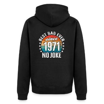 Bester Papa der Welt seit 1971 No Joke - Unisex Premium Bio Zip Hoodie - Schwarz - Hinten - Nico (187cm)