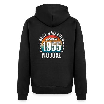 Bester Papa der Welt seit 1955 No Joke - Unisex Premium Bio Zip Hoodie - Schwarz - Hinten - Nico (187cm)
