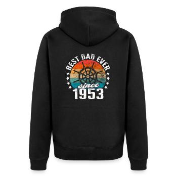 Bester Papa der Welt seit 1953 Kapitän - Unisex Premium Bio Zip Hoodie - Schwarz - Hinten - Nico (187cm)