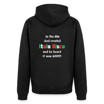 Dieu a fait Italo Disco t-shirt des années 80 - Veste à capuche bio Premium Unisexe - noir - Dos - Nico (187cm)