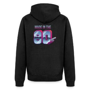 Made in the 80s eighties birthday - Unisex Premium Organic Zip Hoodie - black - Back - Nico (187cm)