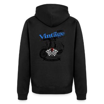 Simson Schwalbe GDR Moped - Unisex Premium Organic Zip Hoodie - black - Back - Nico (187cm)