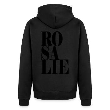 Rosalie Name Vorname Moderne Schrift Wort Art - Unisex Premium Bio Zip Hoodie - Schwarz - Hinten - Nico (187cm)