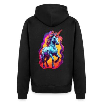 Einhorn - Unisex Premium Bio Zip Hoodie - Schwarz - Hinten - Nico (187cm)