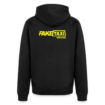 Fake Taxi Driver - Unisex Premium Bio Zip Hoodie - Schwarz - Hinten - Nico (187cm)