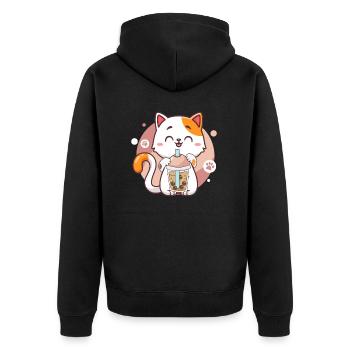 Cat Boba Tea Bubble Tea Anime Kawaii Neko - Veste à capuche bio Premium Unisexe - noir - Dos - Nico (187cm)