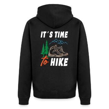 Its Time to Hike - Unisex Premium Bio Zip Hoodie - Schwarz - Hinten - Nico (187cm)