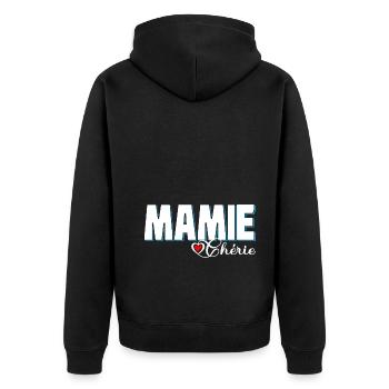 Mamie Chérie Que J'aime de Tous Mon Coeur - Veste à capuche bio Premium Unisexe - noir - Dos - Nico (187cm)