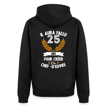 25 Ans anniversaire 25 anniversaire cadeau 25 ans - Veste à capuche bio Premium Unisexe - noir - Dos - Nico (187cm)