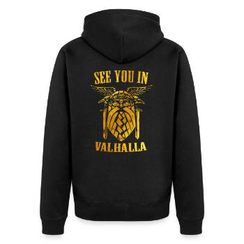 Wikinger Odin Walhalla nordisch - Unisex Premium Bio Zip Hoodie - Schwarz - Hinten - Nico (187cm)