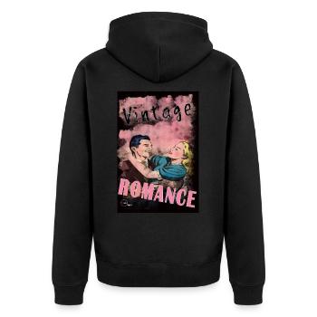 VINTAGE ROMANCE 2 BIS von Yume Origins - Unisex Premium Bio Zip Hoodie - Schwarz - Hinten - Nico (187cm)