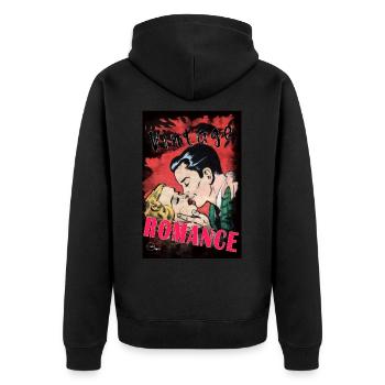 VINTAGE ROMANCE 4 von Yume Origins - Unisex Premium Bio Zip Hoodie - Schwarz - Hinten - Nico (187cm)