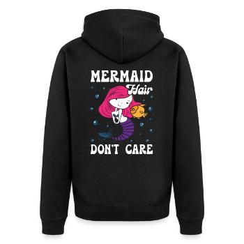 Mermaid Hair Dont Care - Unisex Premium Bio Zip Hoodie - Schwarz - Hinten - Nico (187cm)