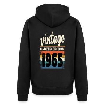 Chemise vintage 1965 - Veste à capuche bio Premium Unisexe - noir - Dos - Nico (187cm)