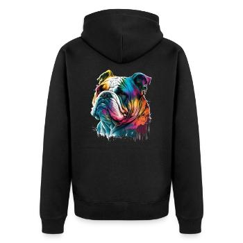 Bulldogge - Unisex Premium Bio Zip Hoodie - Schwarz - Hinten - Nico (187cm)