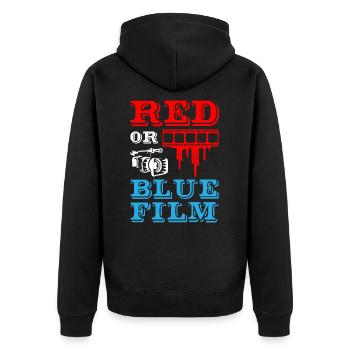 Film rouge ou bleu - Veste à capuche bio Premium Unisexe - noir - Dos - Nico (187cm)