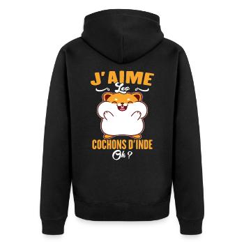 J'aime Les Cochons D'Inde - Veste à capuche bio Premium Unisexe - noir - Dos - Nico (187cm)