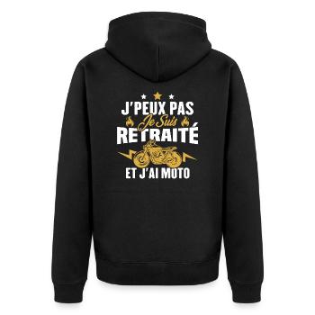 Cadeau J'peux pas je suis retraité et j'ai moto - Veste à capuche bio Premium Unisexe - noir - Dos - Nico (187cm)