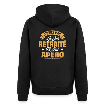 Cadeau J'peux pas je suis retraité et j'ai apéro - Veste à capuche bio Premium Unisexe - noir - Dos - Nico (187cm)